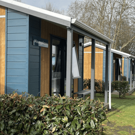 Wooden cabins at holiday park
