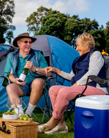 Older couple camping