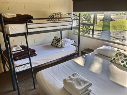 Bunk bed and double bed in motel