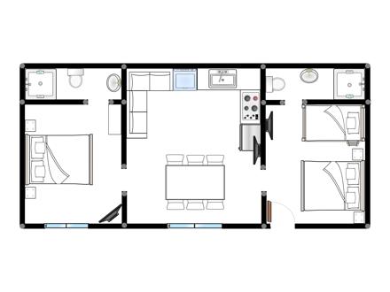 Floorplan of two bedroom apartment