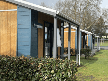 Wooden cabins at holiday park