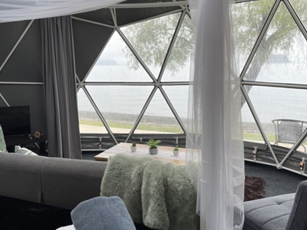 Glamping Dome interior with view