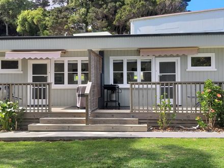 Kitchen Cabin Exterior at Hihi Beach TOP 10 Holiday Park