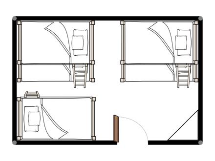 Floor plan with 3 bunks