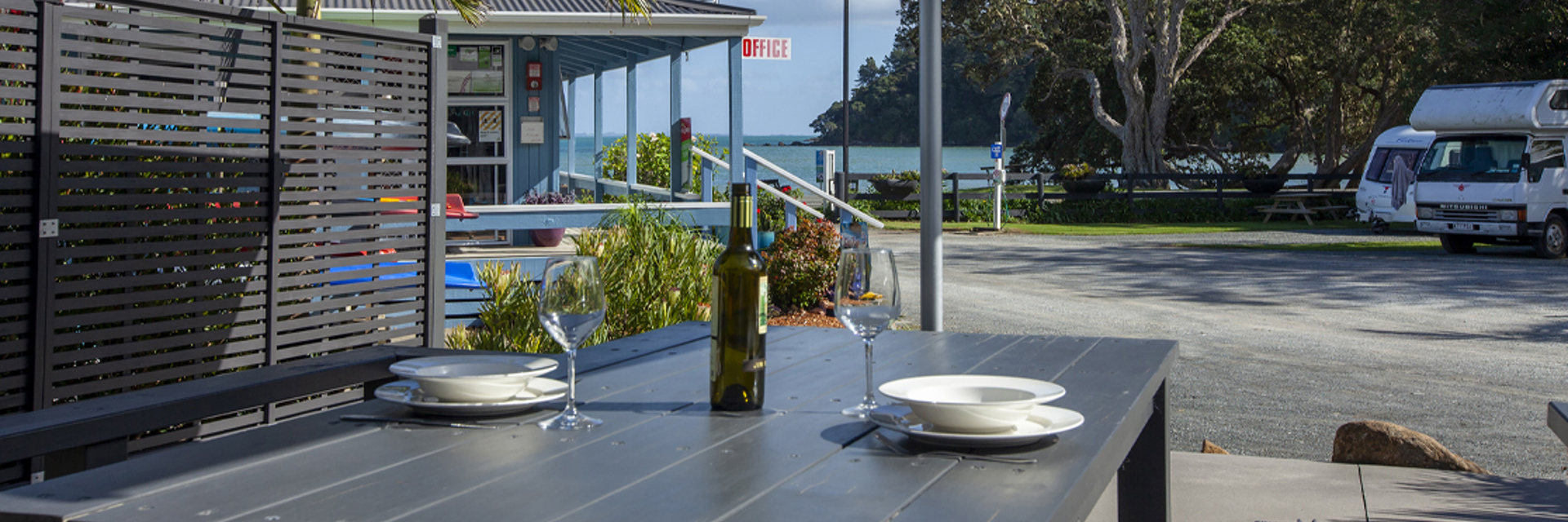 Deck outside Motel Unit at Hihi Beach TOP 10 Holiday Park